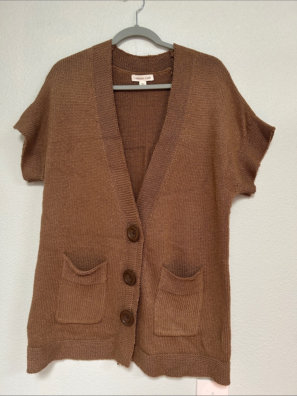 Coldwater Creek Chestnut Brown Short-Sleeve Knit Cardigan